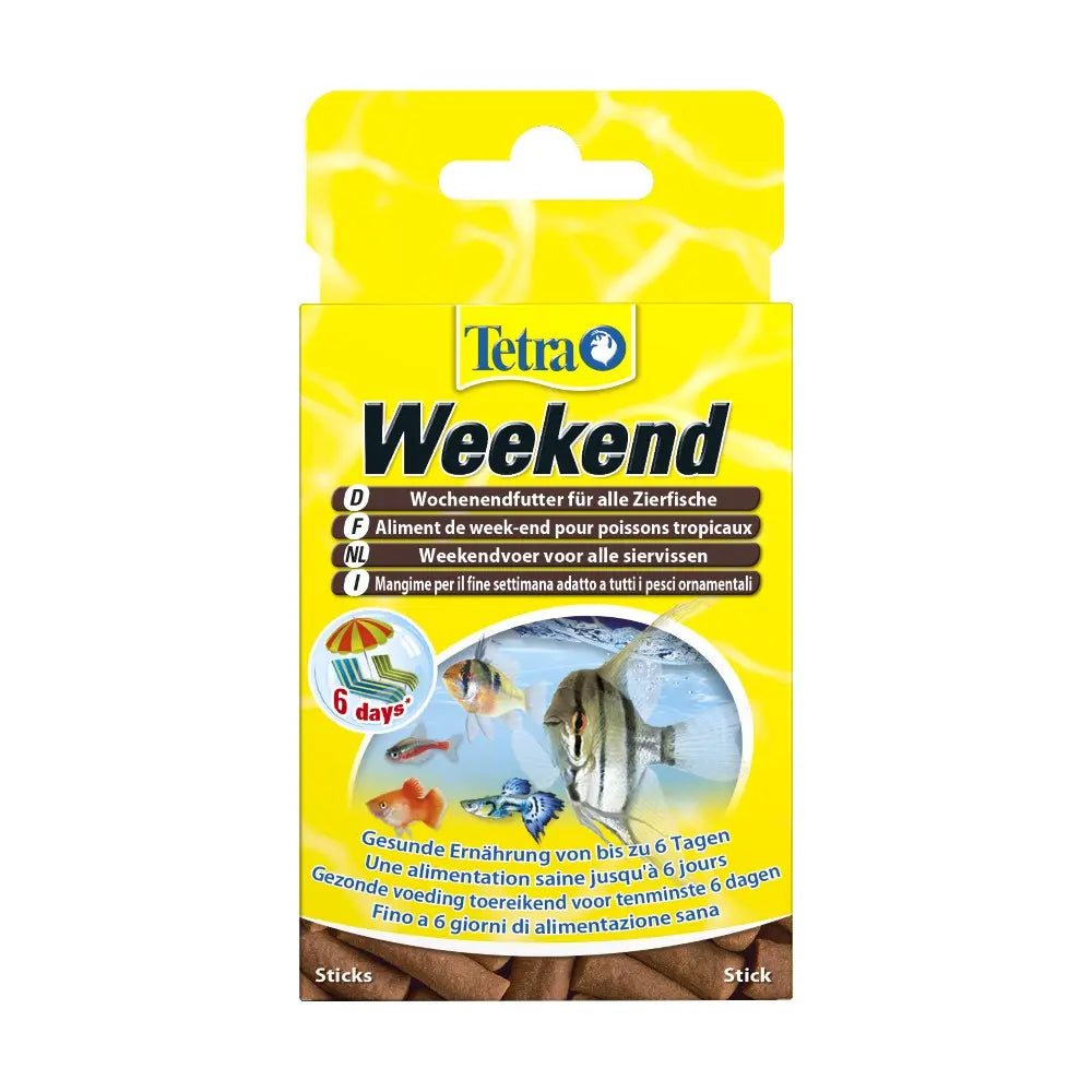 Tetra Weekend fish food packaging for a nutritious 6-day feeding solution for all aquarium fish.