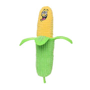 Plush corn toy with a smiling face, perfect for playful pets and interactive fun.
