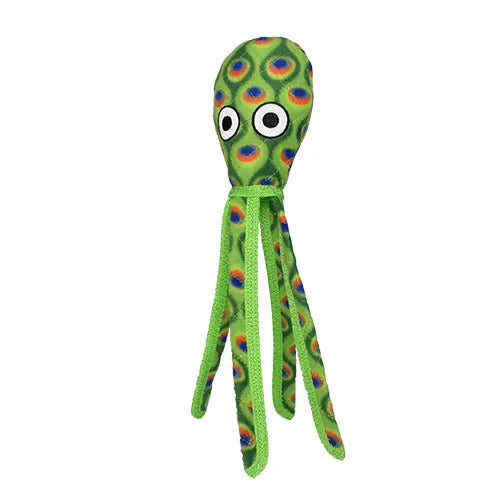 Colorful plush octopus toy with large eyes and vibrant green design, perfect for kids' playtime.