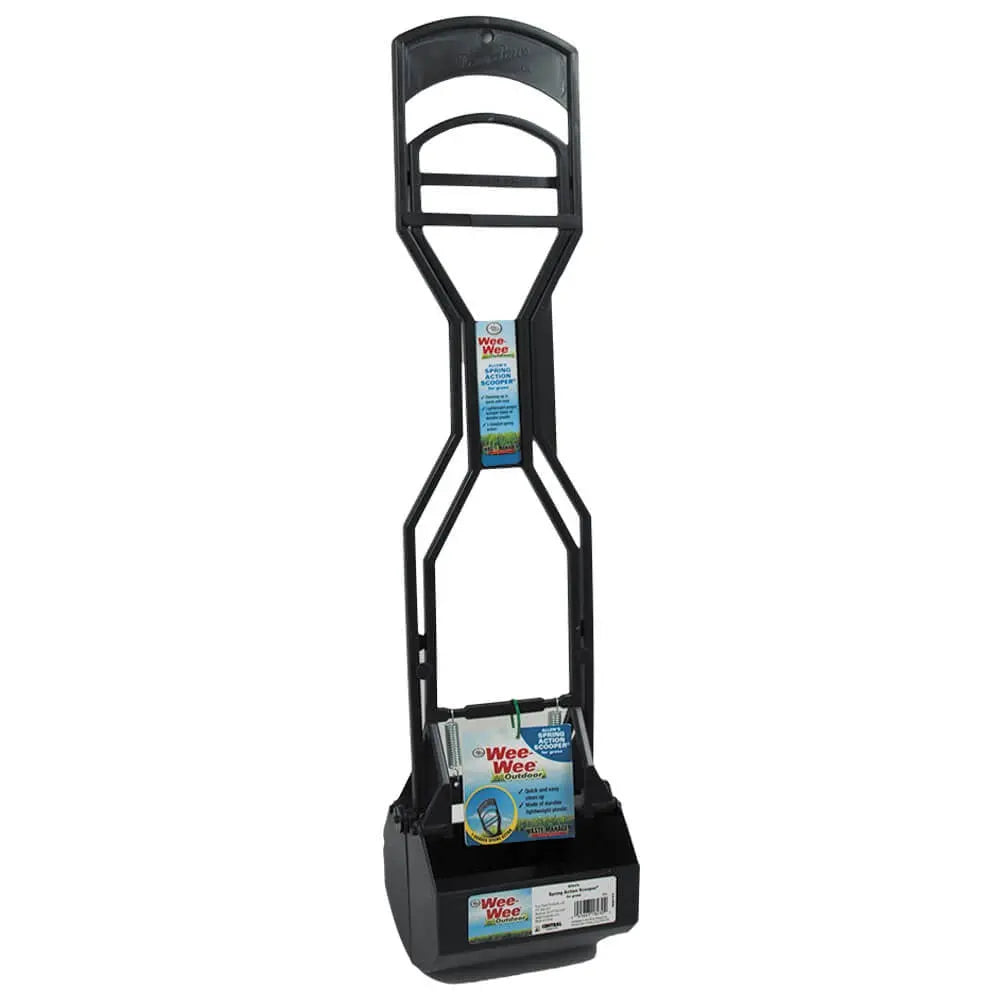 Pet waste scooper, ergonomic design, easy cleanup tool for dog owners, durable plastic construction.