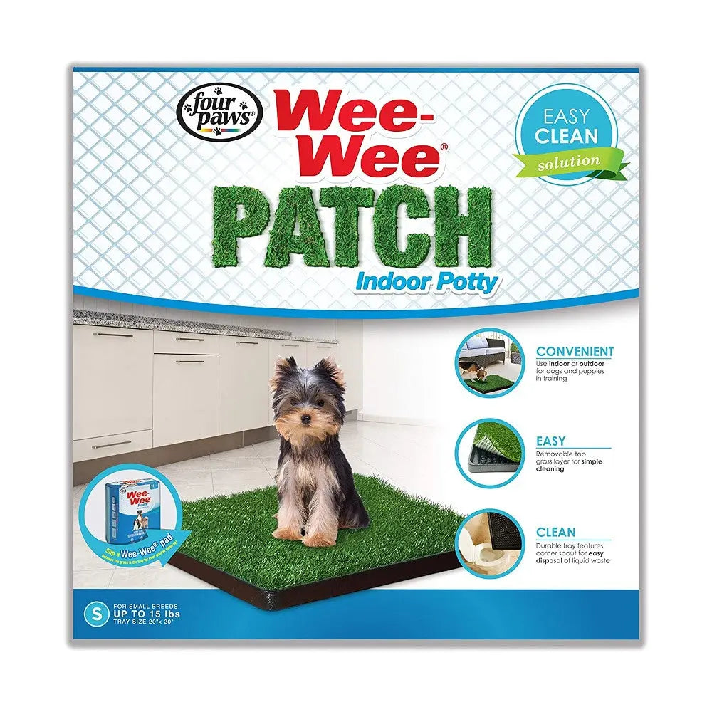 Indoor dog potty solution with artificial grass for easy training and cleaning.