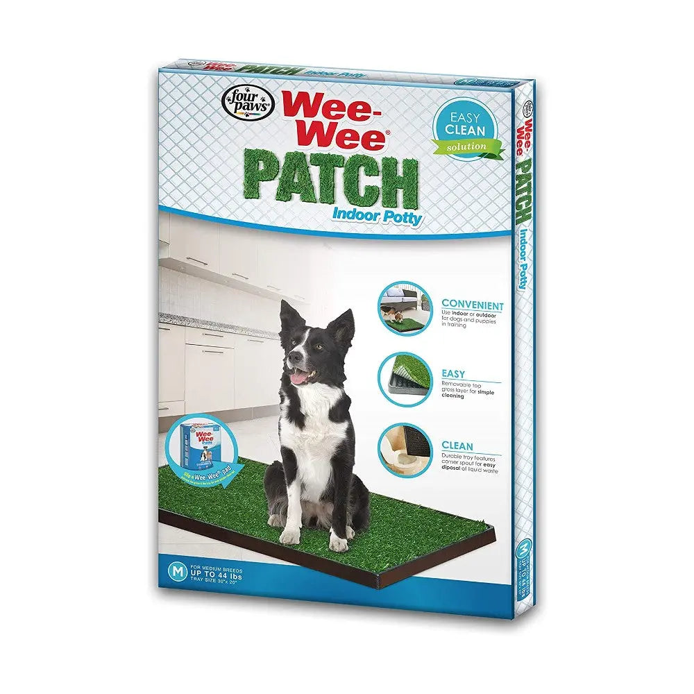 Wee-Wee Patch indoor potty for dogs, featuring easy clean artificial grass and convenient design.