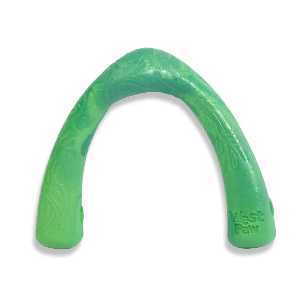 Durable green dog chew toy designed for interactive play and dental health.