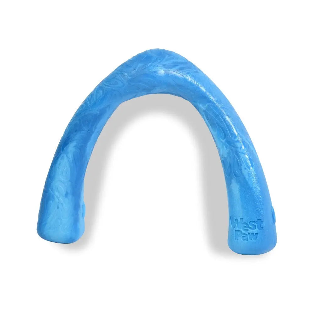 Durable blue dog chew toy designed for interactive play and dental health.