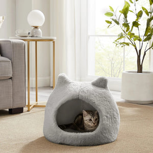 Best Friends Meow Hut Fur Bed - Grey