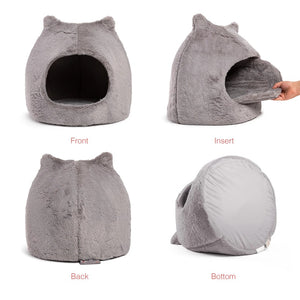 Best Friends Meow Hut Fur Bed - Grey - Different Views