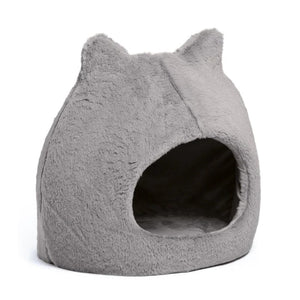 Best Friends Meow Hut Fur Bed - Grey