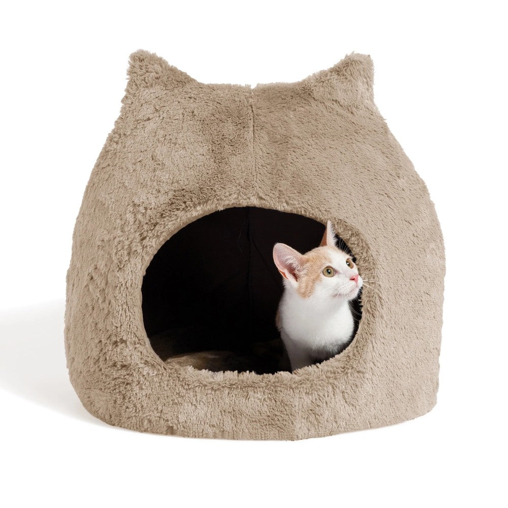 Best Friends Meow Hut Fur Bed - Wheat