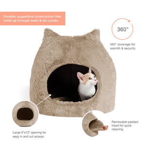 Best Friends Meow Hut Fur Bed - Wheat - Features