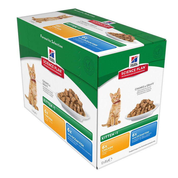 Hill's Science Plan Feline Kitten Chicken & Ocean Fish Pouch Multipack
