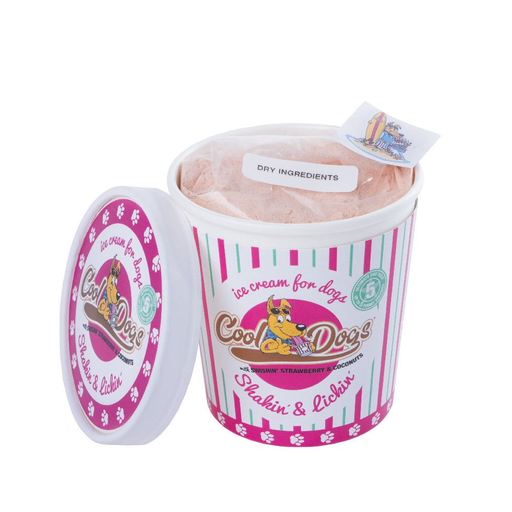 Cool Dogs Ice Cream - Shakin’ & Licken’ Swishen’ Strawberry & Coconuts