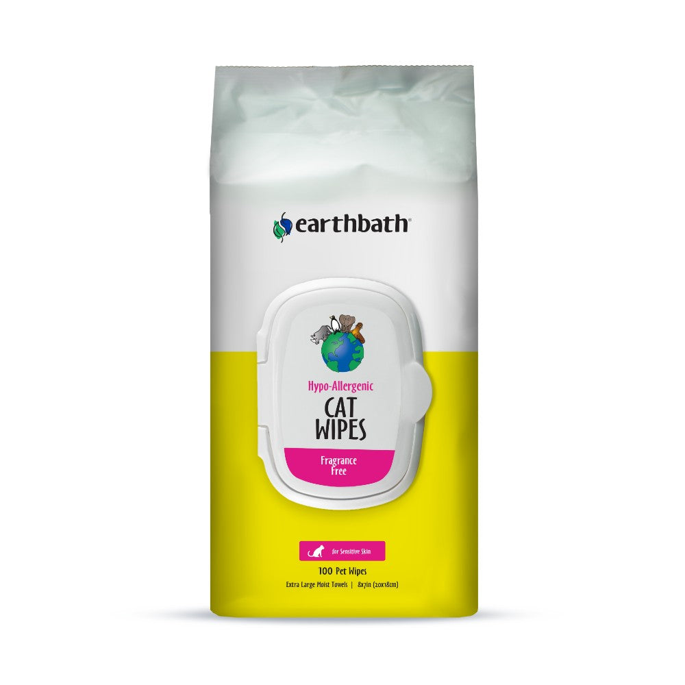 Earthbath Hypo-Allergenic Cat Wipes - Fragrance Free 100 Wipes