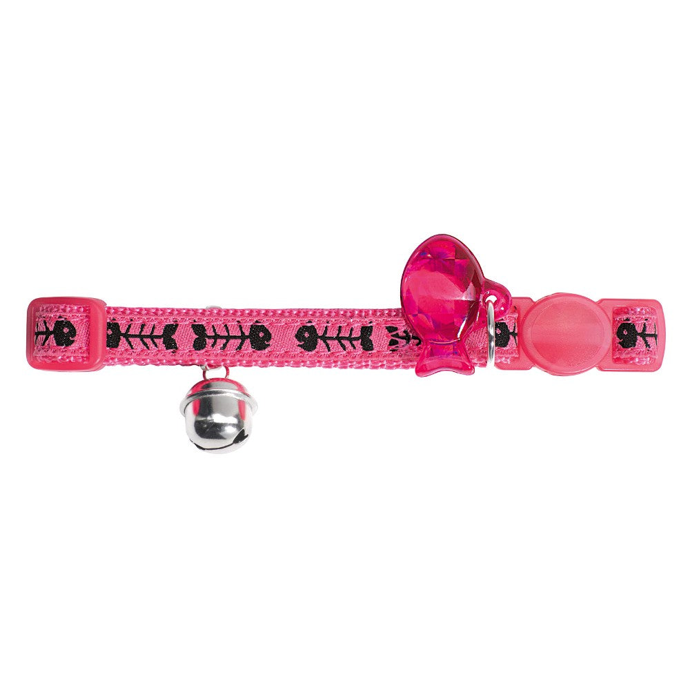 Hunter Fishbone Cat Collar with Address Tag Pink