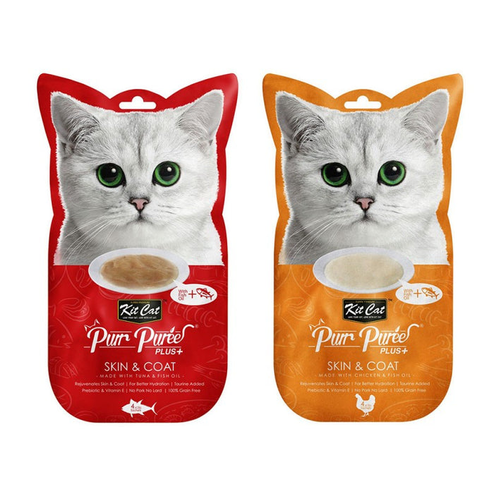 Kit Cat Purr Puree Plus+ Skin & Coat Cat Treats