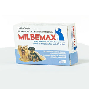 Milbemax Classic Dewormer - Puppies & Small Dogs Under 5kg Box of 4