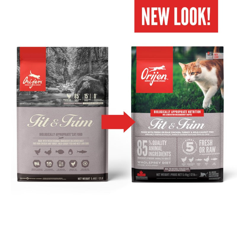 Orijen Fit & Trim Cat – back of bag packaging with nutrition details (SA)