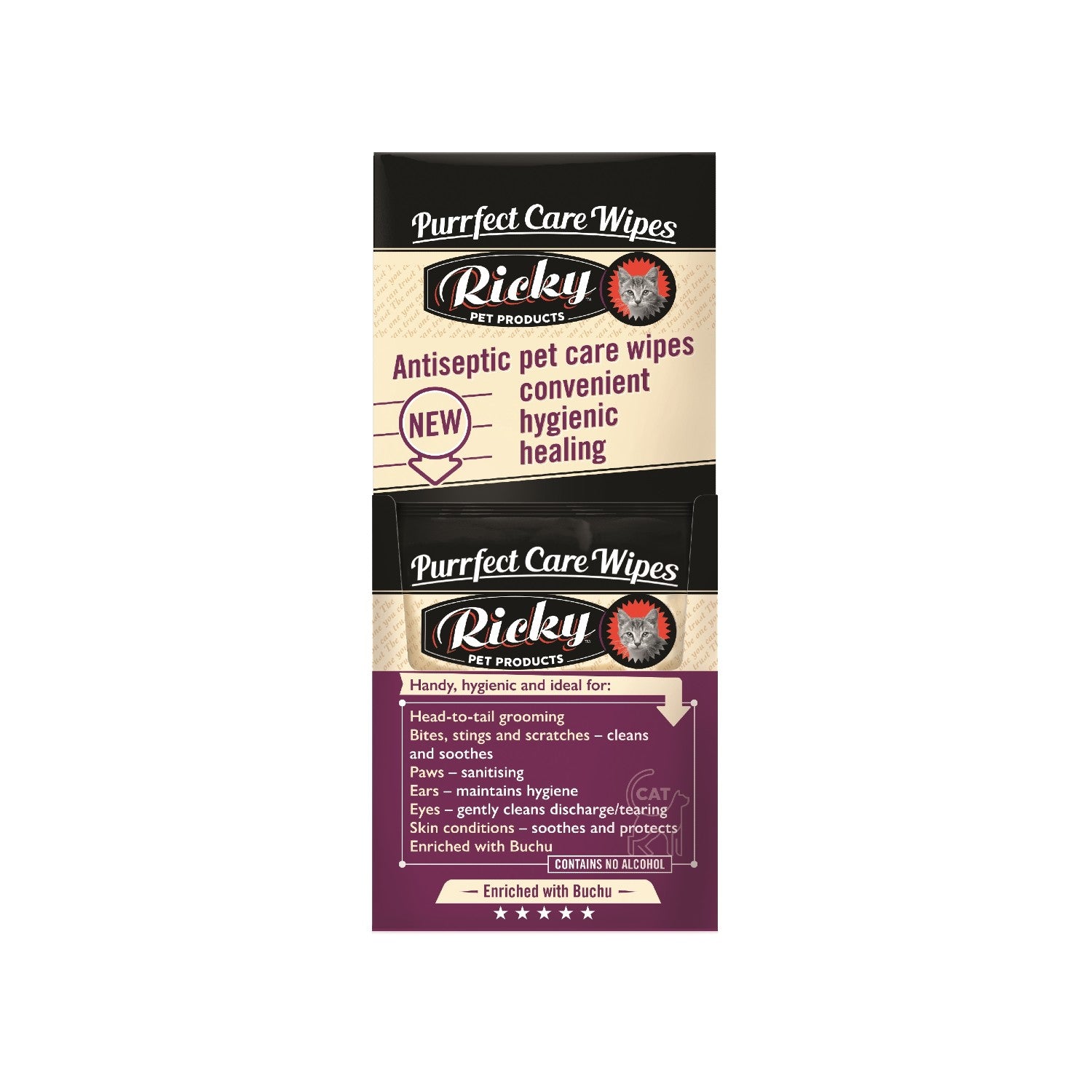 Ricky Pet Products Purrfect Wipes Pet Wipes - lifestyle image with pet South Africa delivery