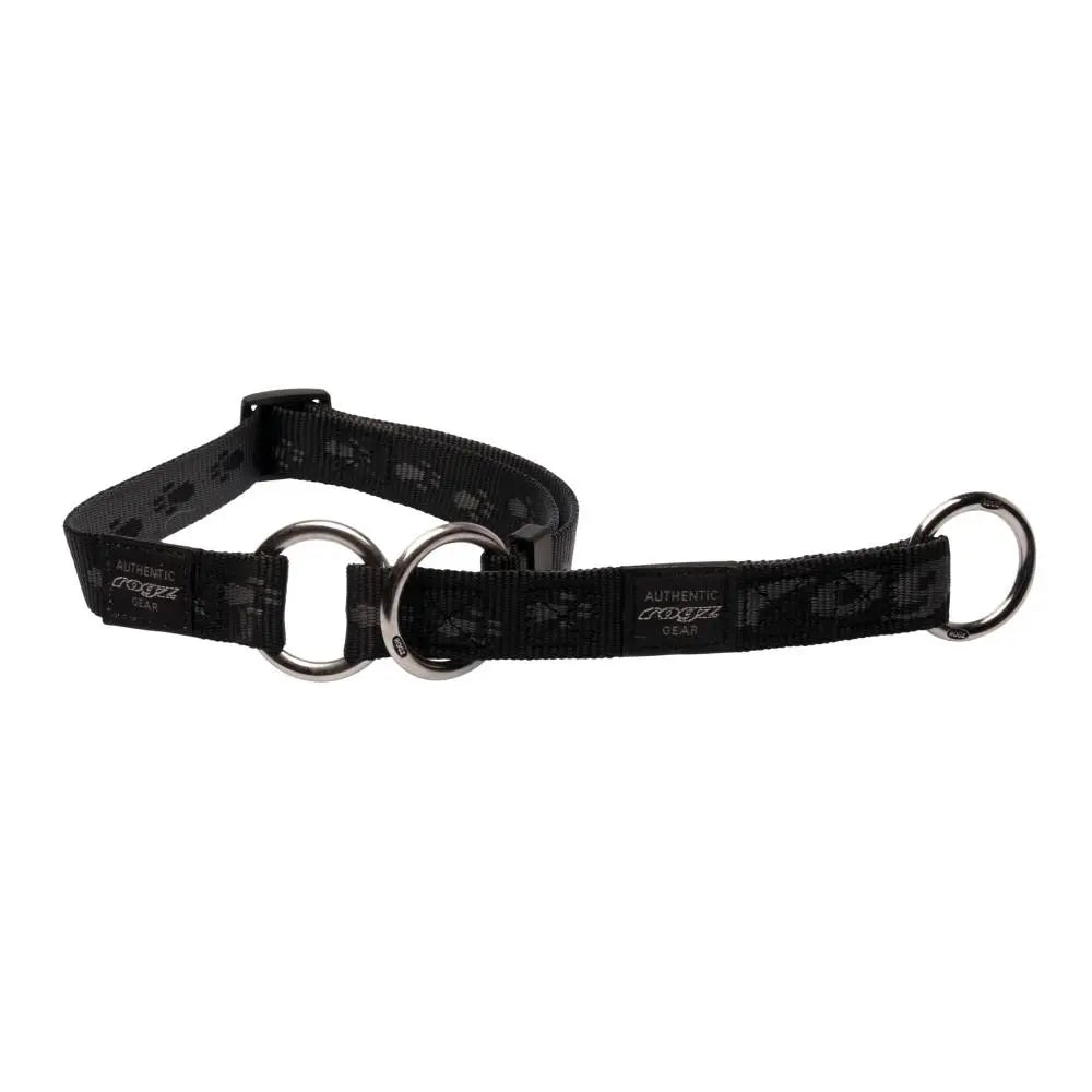 Rogz Alpinist Medium 16mm Matterhorn Web Half-Check Dog Collar Black Rogz Design
