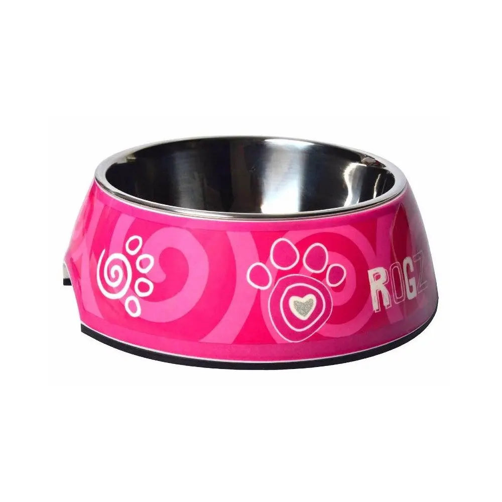 Rogz Dogz 2-in-1 Bubble Dog Bowl Pink Paw