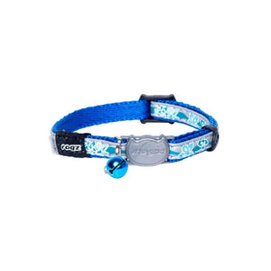 Rogz NightCat Reflective Cat Collar Blue Floral