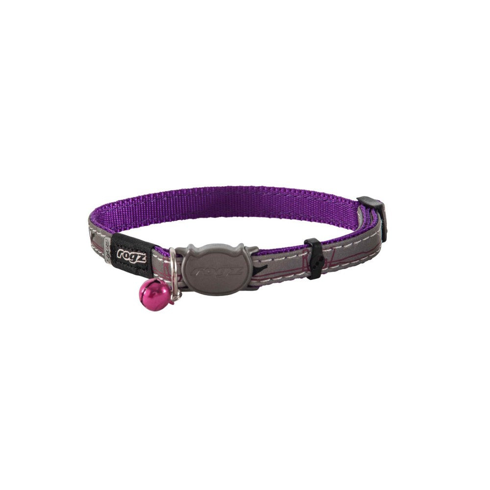 Rogz NightCat Reflective Cat Collar Purple Budgies