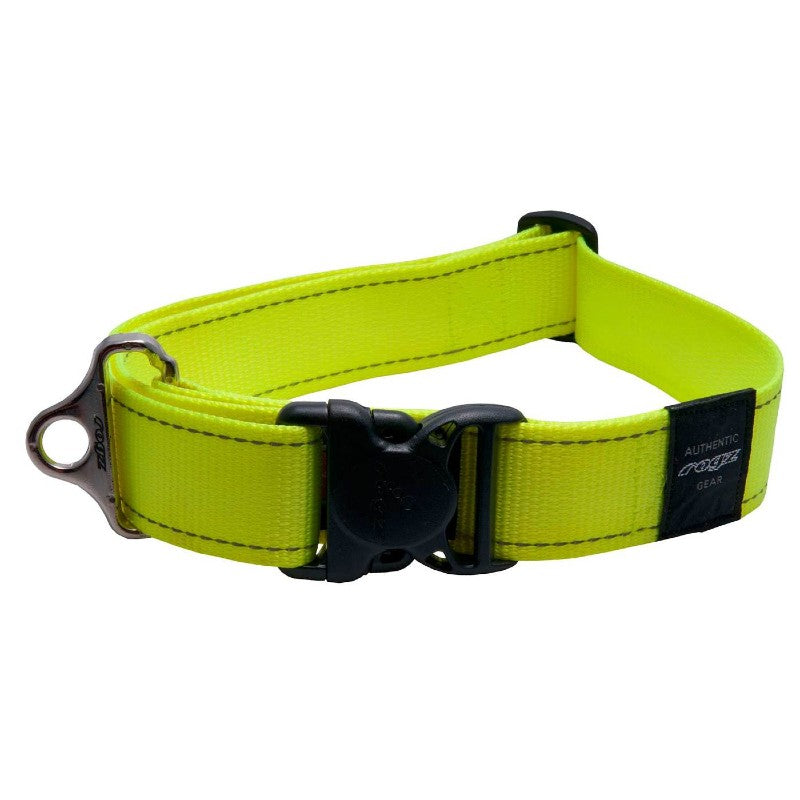 Rogz Utility Reflective Classic Collar - Landing Strip - XXL - Yellow