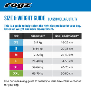 Rogz Utility Reflective Classic Collar - Weight Guide