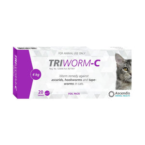 Triworm-C Dewormer Cat Foil Pack 20 Tabs