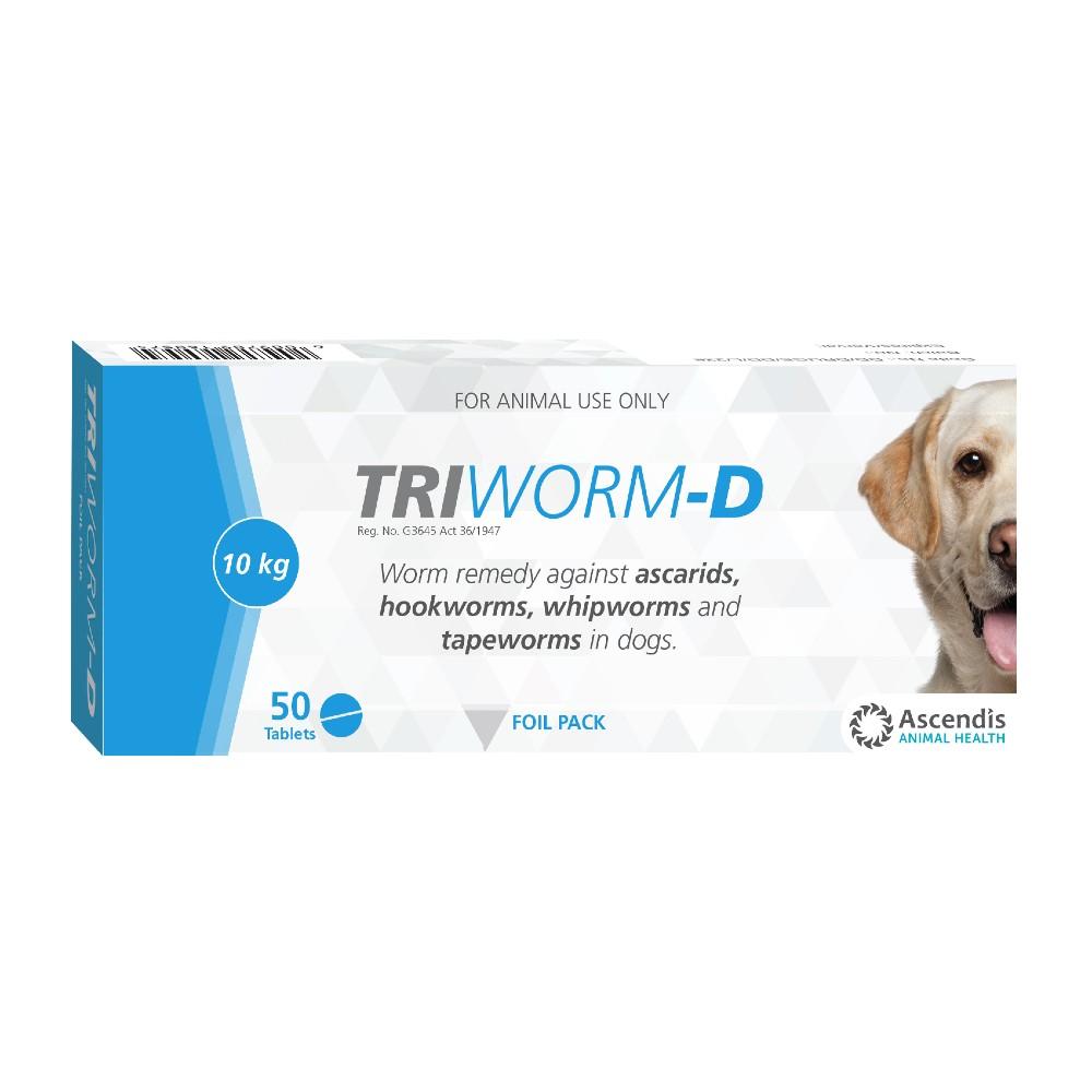 Triworm-D Dewormer Dog Foil Pack 50 Tabs