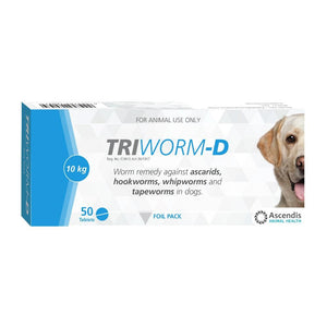 Triworm-D Dewormer Dog Foil Pack 50 Tabs