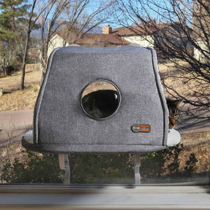 K&H Universal Mount Kitty Sill With Hood - Grey
