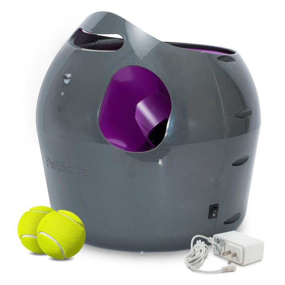 PetSafe Automatic Ball Launcher - lifestyle image with pet SA