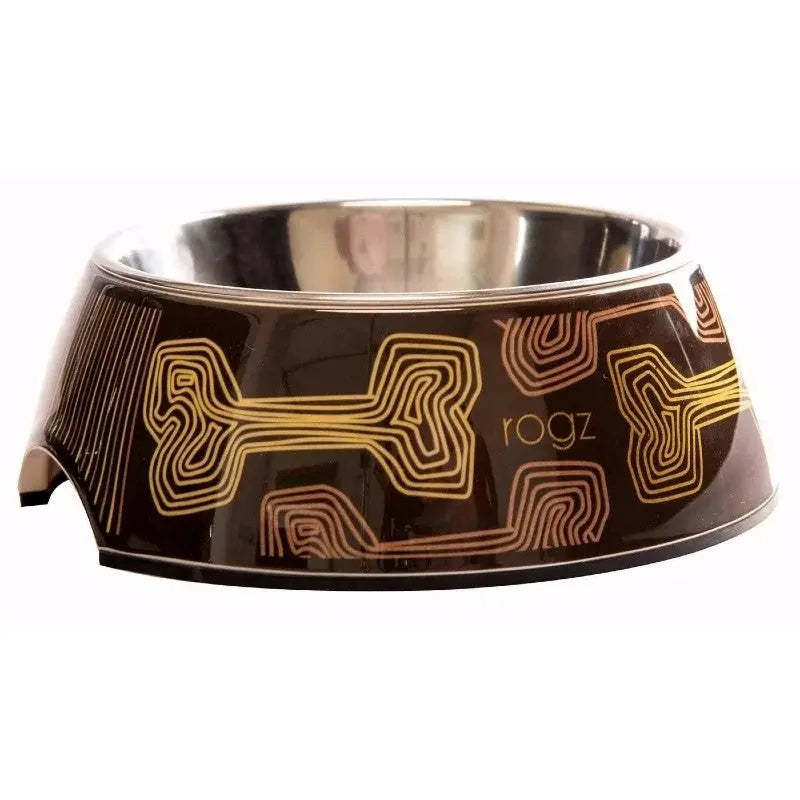 Rogz Dogz 2-in-1 Bubble Dog Bowlz Mocha Bone