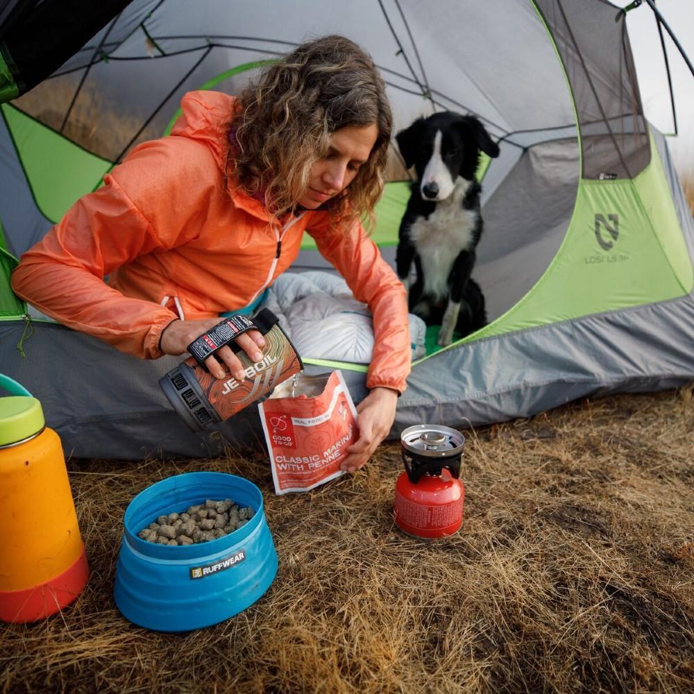 Ruffwear Bivy Collapsible Travel Dog Bowl Spring Blue Lifestyle Image