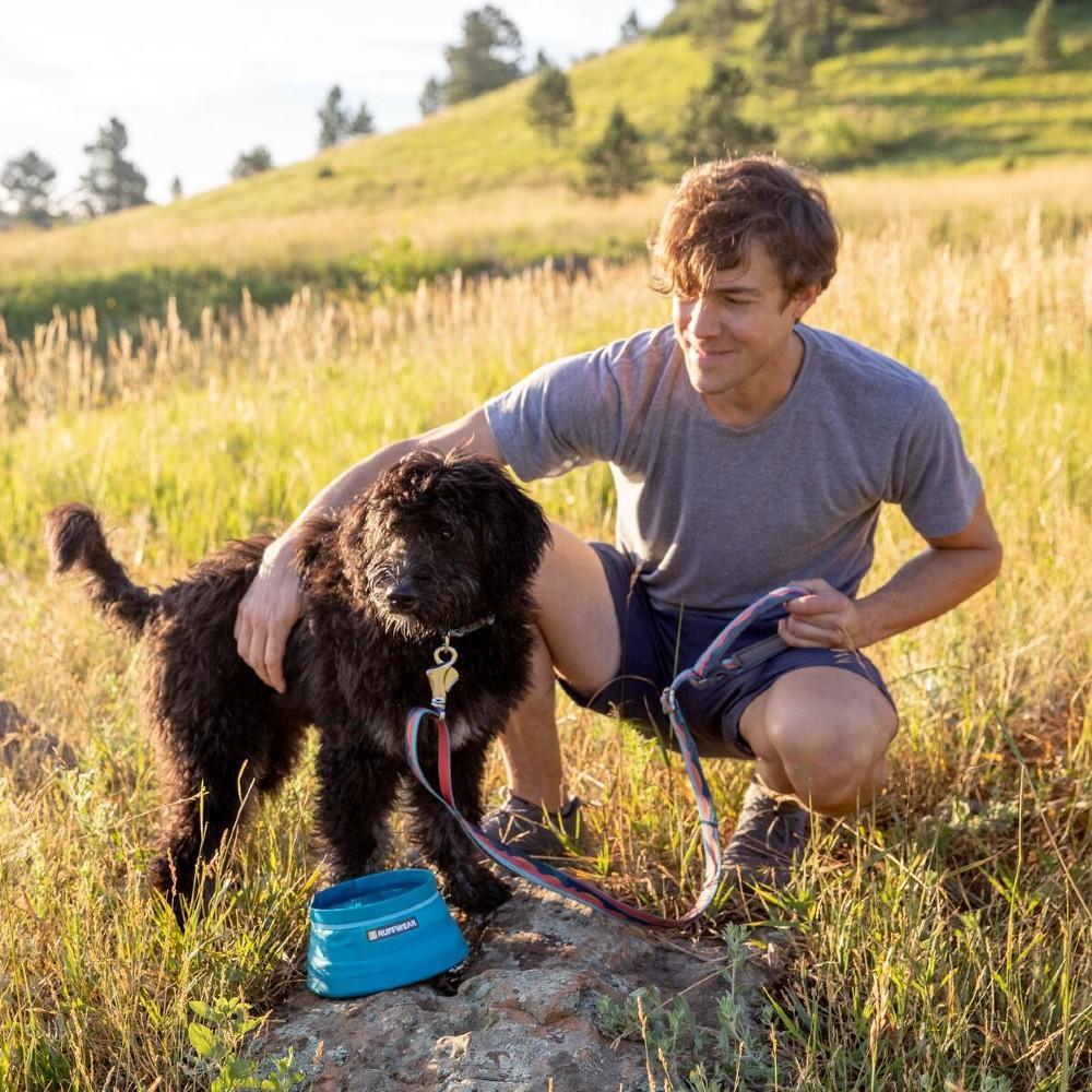 Ruffwear Bivy Collapsible Travel Dog Bowl Spring Blue Lifestyle Image