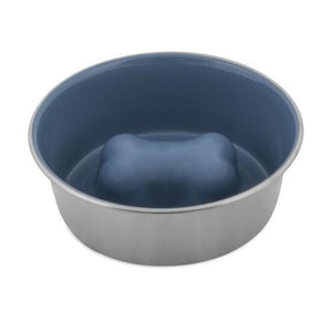 Petmate Painted Stainless Steel Slow Feed Bowl